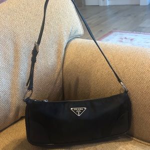 Authentic Black Prada Canvas Clutch